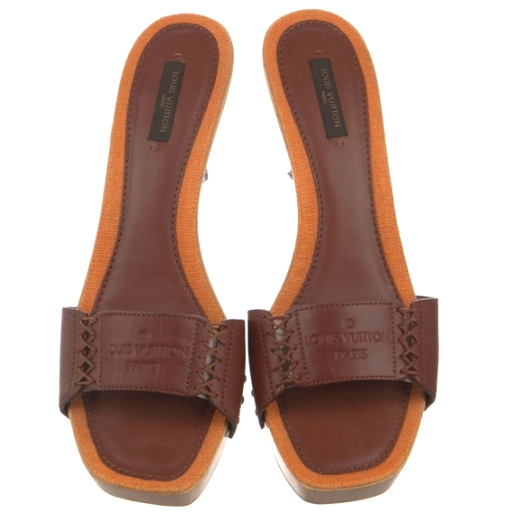 Louis Vuitton Leather Whipstitch Trim Slides - Picture 1 of 3